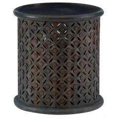 Kirkland's Home Dark Wood Carved Medallion Accent Table- Accent & End Tables