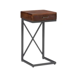 Kirkland's Home Dark Wood Single Drawer C-Frame Accent Table- Accent & End Tables