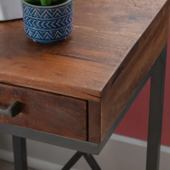 Kirkland's Home Dark Wood Single Drawer C-Frame Accent Table- Accent & End Tables