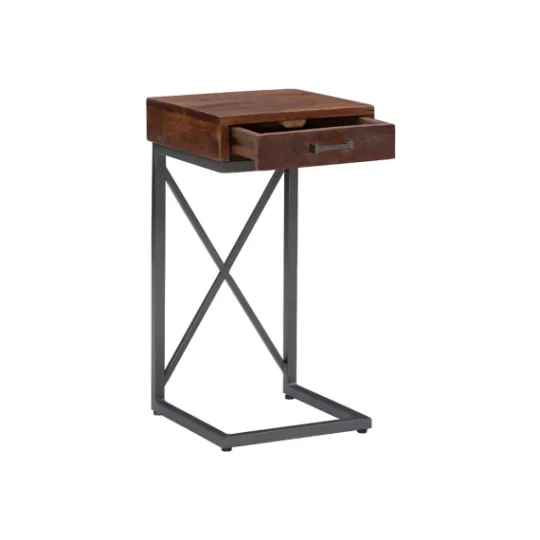 Kirkland's Home Dark Wood Single Drawer C-Frame Accent Table- Accent & End Tables
