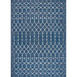 Kirkland's Home Davon Blue Moroccan Trellis Outdoor Rug, 5X8- Outdoor Rugs
