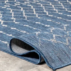 Kirkland's Home Davon Blue Moroccan Trellis Outdoor Rug, 5X8- Outdoor Rugs
