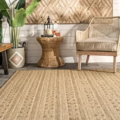 Kirkland's Home Davon Geometric Striped Outdoor Rug, 8X10- Outdoor Rugs