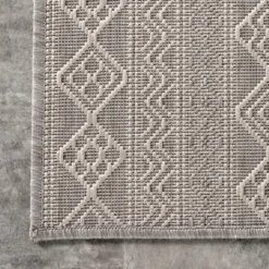 Kirkland's Home Davon Gray Geometric Striped Outdoor Rug, 8X10- Outdoor Rugs