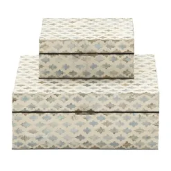 Kirkland's Home Decorative Mussel Shell Wood Boxes, Set Of 2- Baskets & Boxes