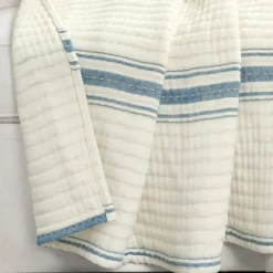 Kirkland's Home Deep Blue Pick Stitch Stripe Decorative Throw- Blankets & Throws