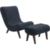 Kirkland's Home Deep Navy Piped Edge 2-Pc. Chair And Ottoman Set- Accent Chairs