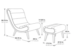 Kirkland's Home Deep Navy Piped Edge 2-Pc. Chair And Ottoman Set- Accent Chairs