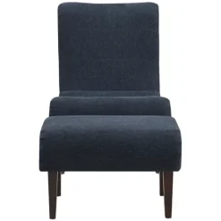 Kirkland's Home Deep Navy Piped Edge 2-Pc. Chair And Ottoman Set- Accent Chairs