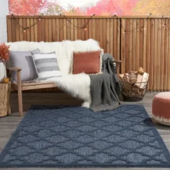 Kirkland's Home Deep Navy Trellis Outdoor Area Rug, 4X6- Outdoor Rugs