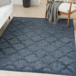 Kirkland's Home Deep Navy Trellis Outdoor Area Rug, 4X6- Outdoor Rugs