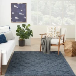 Kirkland's Home Deep Navy Trellis Outdoor Area Rug, 4X6- Outdoor Rugs