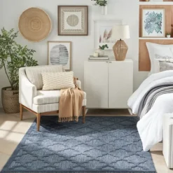 Kirkland's Home Deep Navy Trellis Outdoor Area Rug, 4X6- Outdoor Rugs