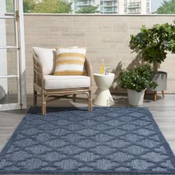 Kirkland's Home Deep Navy Trellis Outdoor Area Rug, 4X6- Outdoor Rugs