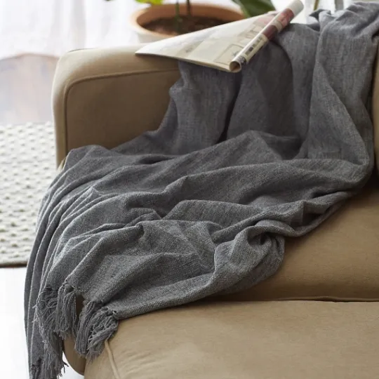 Kirkland's Home Demin Chenille Fringe Throw- Blankets & Throws
