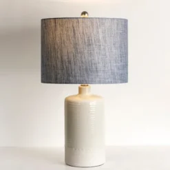Kirkland's Home Denim Shade Ribbed Table Lamp- Table Lamps
