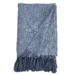 Kirkland's Home Denim With Fringe Throw Blanket- Blankets & Throws