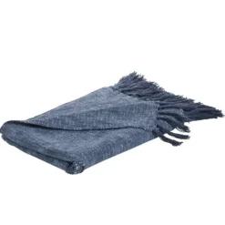 Kirkland's Home Denim With Fringe Throw Blanket- Blankets & Throws