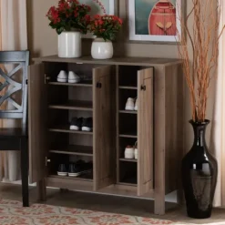Kirkland's Home Derrique Wash Shoe Storage Cabinet- Entryway Furniture
