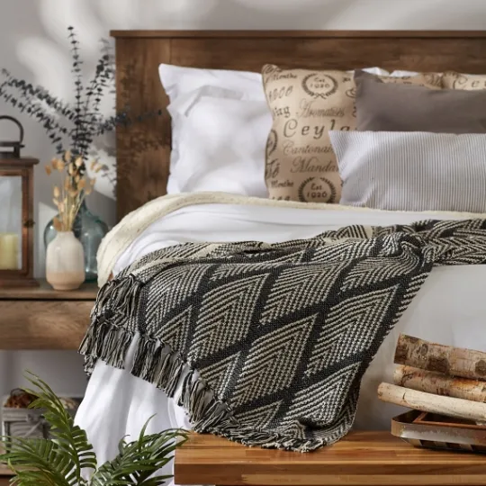 Kirkland's Home Diamond Fringe Throw- Blankets & Throws