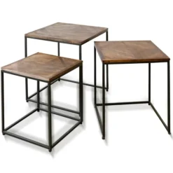 Kirkland's Home Diamond Wood Top Nesting Accent Tables, Set Of 3- Accent & End Tables