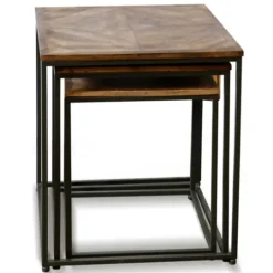 Kirkland's Home Diamond Wood Top Nesting Accent Tables, Set Of 3- Accent & End Tables