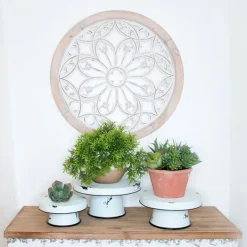 Kirkland's Home Distressed Black Pedestal Trays, Set Of 3- Decorative Trays