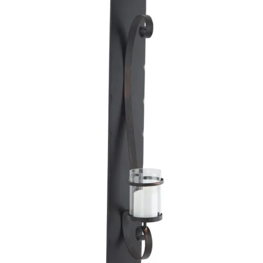Kirkland's Home Distressed Black Scrolled Metal Sconce- Sconces
