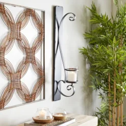Kirkland's Home Distressed Black Scrolled Metal Sconce- Sconces