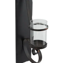 Kirkland's Home Distressed Black Scrolled Metal Sconce- Sconces