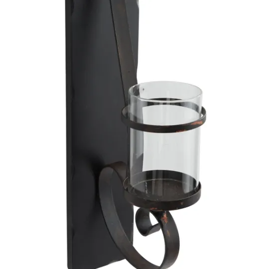 Kirkland's Home Distressed Black Scrolled Metal Sconce- Sconces
