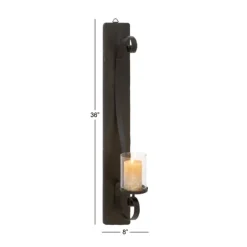 Kirkland's Home Distressed Black Scrolled Metal Sconce- Sconces