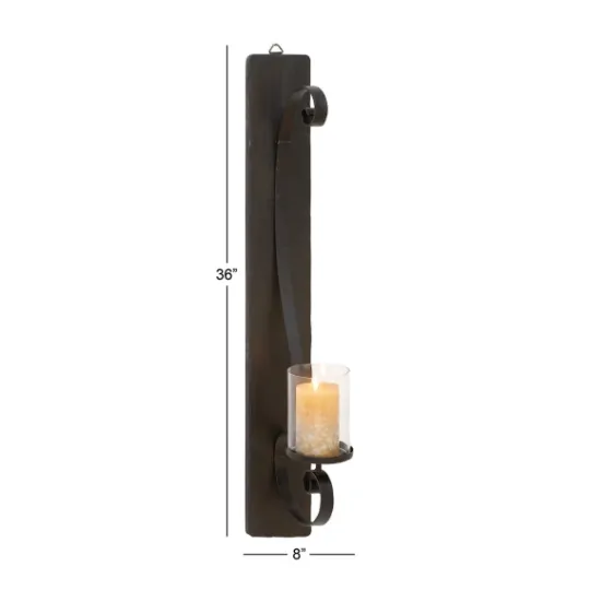 Kirkland's Home Distressed Black Scrolled Metal Sconce- Sconces