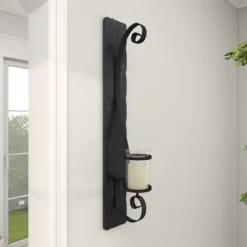 Kirkland's Home Distressed Black Scrolled Metal Sconce- Sconces