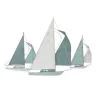 Kirkland's Home Distressed Blue Sailboats Wall Sculpture- Wall Plaques