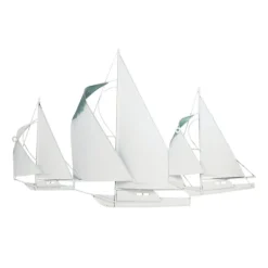 Kirkland's Home Distressed Blue Sailboats Wall Sculpture- Wall Plaques