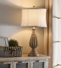 Kirkland's Home Distressed Brown Spindle Table Lamp- Table Lamps