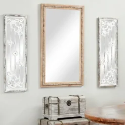 Kirkland's Home Distressed Brown Wooden Frame Wall Mirror- Decorative Mirrors