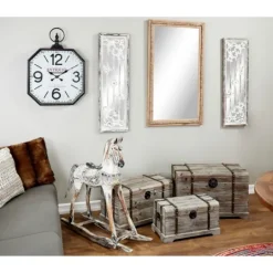 Kirkland's Home Distressed Brown Wooden Frame Wall Mirror- Decorative Mirrors