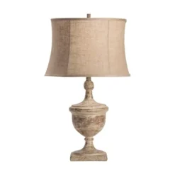Kirkland's Home Distressed Carved Base Table Lamp- Table Lamps