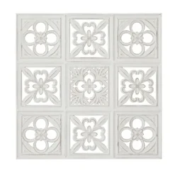 Kirkland's Home Distressed Carved Wood Floral Wall Plaque- Wall Plaques