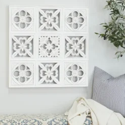 Kirkland's Home Distressed Carved Wood Floral Wall Plaque- Wall Plaques