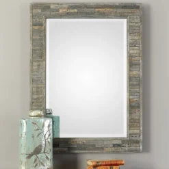 Kirkland's Home Distressed Charcoal Wooden Wall Mirror- Decorative Mirrors