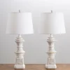 Kirkland's Home Distressed Cream Carved Table Lamps, Set Of 2- Table Lamps