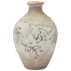 Kirkland's Home Distressed Cream Foliage Vases, Set Of 2- Vases