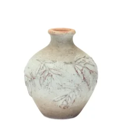 Kirkland's Home Distressed Cream Foliage Vases, Set Of 2- Vases