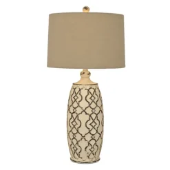 Kirkland's Home Distressed Cream Lilly Table Lamp- Table Lamps
