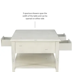 Kirkland's Home Distressed Cream Wood 3-Drawer Coffee Table- Coffee Tables