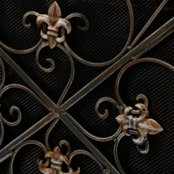 Kirkland's Home Distressed Fleur De Lis Three-Panel Fire Screen- Fireplace Accessories