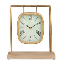 Kirkland's Home Distressed Gold Frame Square Tabletop Clock- Decorative Accents